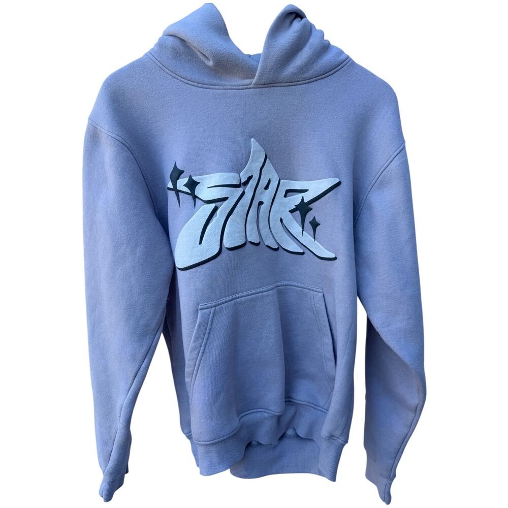 Graphic Hoodie Women's Small Light Blue Pullover Streetwear